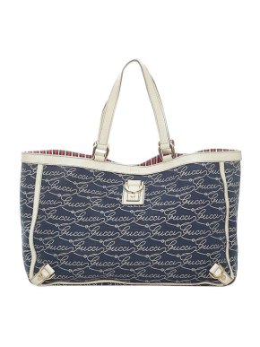 Gucci Vintage blue canvas Abbey D-ring tote bag