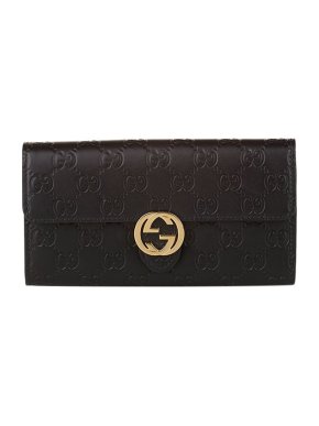 Black Guccissima leather Icon long wallet