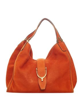 Gucci Orange suede Soft Stirrup tote bag
