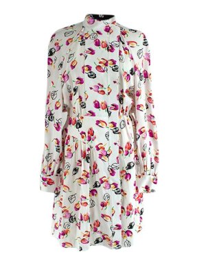 Louis Vuitton White tulip print silk crepe tunic dress