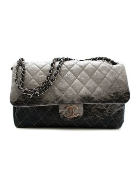 Chanel Black & grey glossy lambskin Flap bag