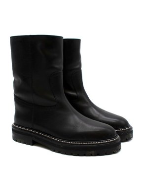 Jimmy Choo Black Leather Yari Flat Boots