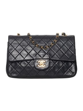 Chanel Black lambskin leather quilted medium Double Flap bag
