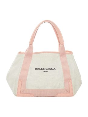 Balenciaga Pink & natural canvas Navy Cabas