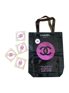 Chanel Coco Cafe black PVC tote & coaster set VIP gift