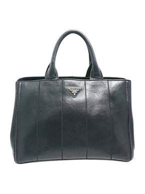 Prada Black leather Canapa tote bag