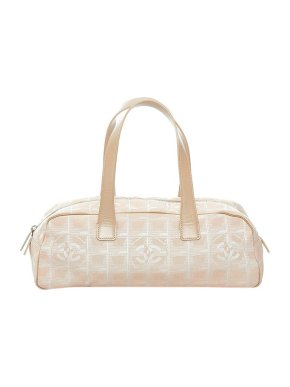 Chanel Vintage beige nylon New Travel Line Boston bag