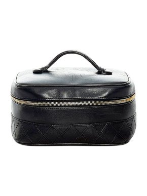 Chanel Black lambskin leather CC vanity bag