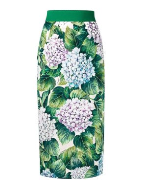 Dolce & Gabbana Hortensia print silk charmeuse skirt