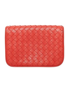 Bottega Veneta Orange Intrecciato leather wallet