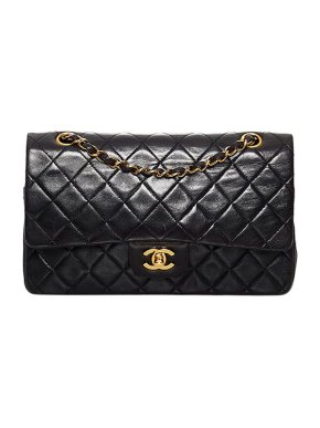Chanel Black lambskin leather quilted Double Flap bag