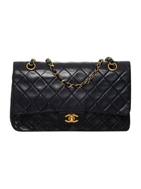 Chanel Black lambskin leather quilted Double Flap bag