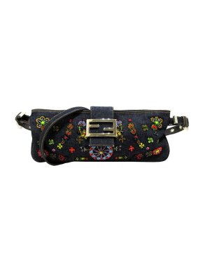 Fendi Vintage denim beaded baguette
