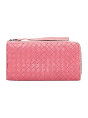 Bottega Veneta Pink Intrecciato leather long wallet