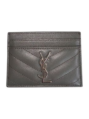 Saint Laurent Grey leather Cassandre card holder