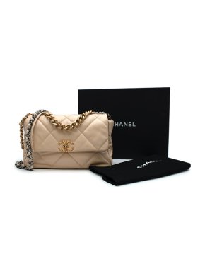 Chanel Cream lambskin quilted large 19 bag