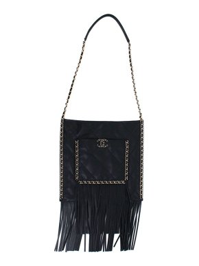 Chanel Black lambskin quilted saddle bag