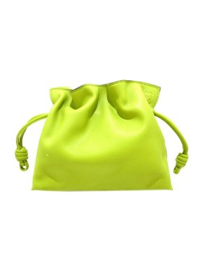 Loewe Neon green leather Flamenco Knot clutch bag