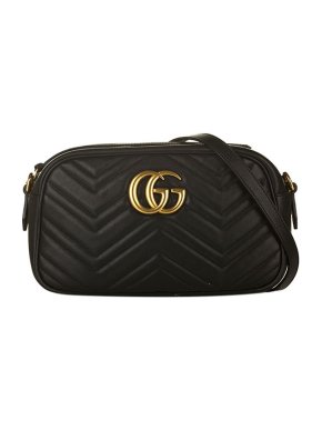 Gucci Black leather GG Marmont camera bag