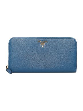 Prada Blue Saffiano leather long wallet