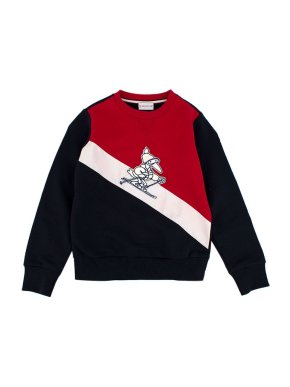Moncler kids 8Y red white & blue penguin embroidered sweatshirt
