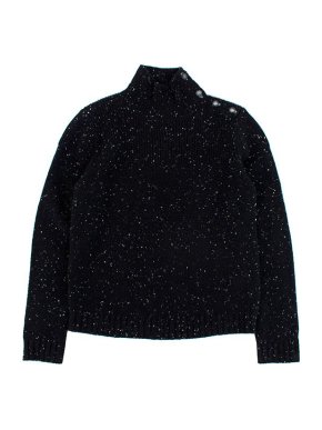 Bonpoint Black and White speckled knitted polo neck jumper