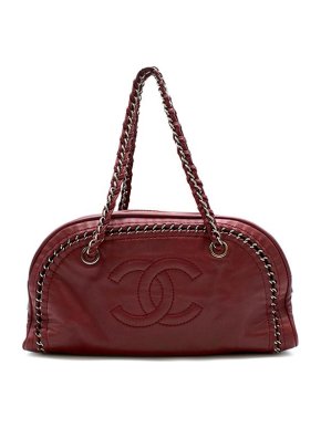 Chanel Vintage burgundy leather CC Boston bag