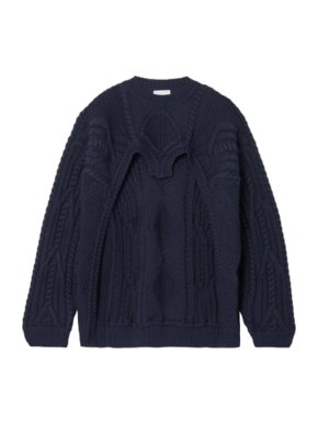Burberry Navy cable knit heart cut-out jumper