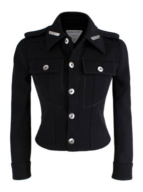 Bottega Veneta Black  Button Up Wool Blend Jacket