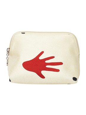 Bvlgari Cream & red hand print canvas pouch