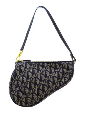 Dior Vintage navy Oblique canvas mini Saddle bag