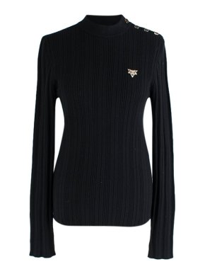 Louis Vuitton Black ribbed cashmere mock neck sweater