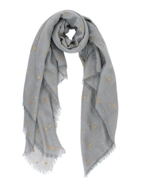 Valentino Garavani Grey gold sun motif cashmere-blend shawl
