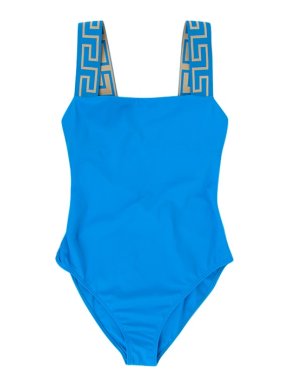 Versace Bright blue Greca elasticated strap swimsuit