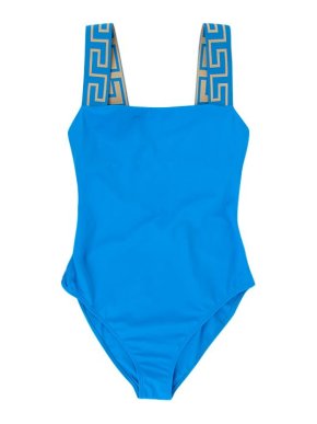 Versace Teal Swimsuit With Gold Logo Strap