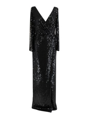 Jenny Packham Black sequinned mock-wrap gown