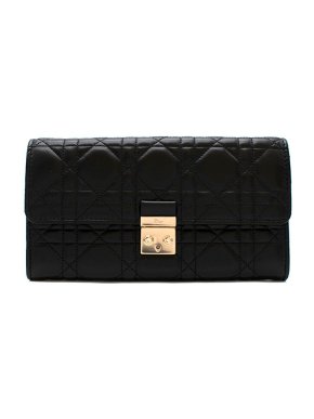 Dior Black leather Cannage quilted long wallet