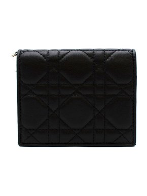 Dior Black leather Cannage quilted compact wallet