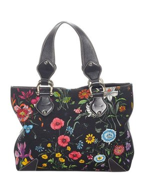 Gucci Black Flora canvas tote bag