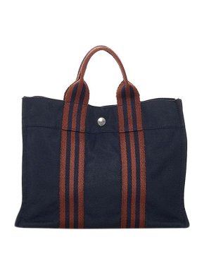 Hermes Vintage navy canvas Fourre Tout PM bag
