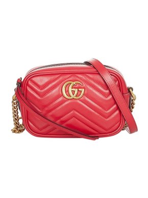 Gucci Red leather GG Marmont camera bag