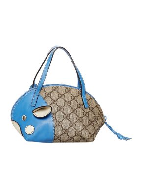 Gucci GG Supreme & blue leather Zoo bag