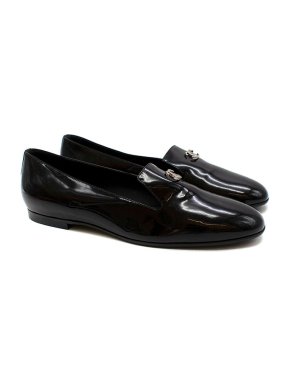 Chanel Black Patent Calf Leather CC loafers