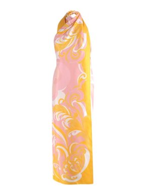 Emilio Pucci Pink & yellow printed silk twill Albizia wrap dress
