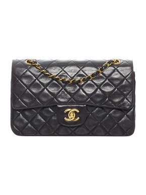 Chanel Black lambskin leather quilted small Double Flap bag