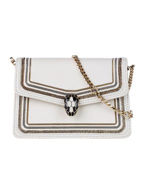 Bvlgari White leather Serpenti Diamond Blast bag