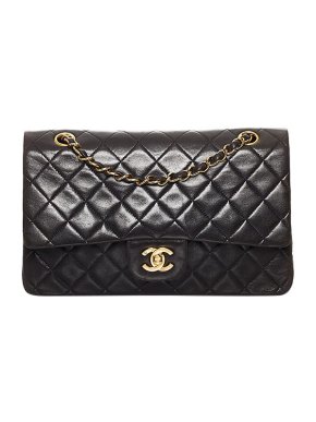 Chanel Black lambskin leather quilted Double Flap bag