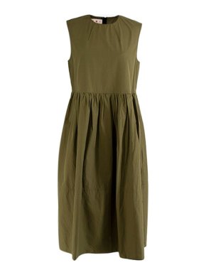 Marni Khaki Sleeveless Cotton Poplin Dress