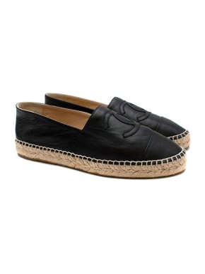 Chanel Black Lambskin CC Espadrilles
