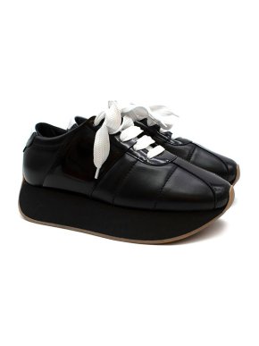 Marni black leather flatform sole trainers